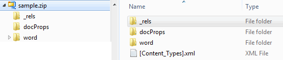 WordprocessingML file structure